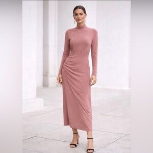 Marciano by Guess Soft Pink Ruched Draped Wrap Top Long Sleeve Dress. Size M